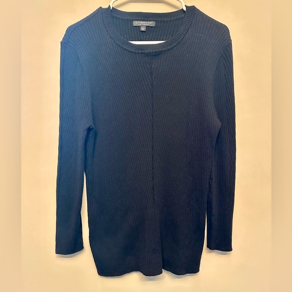Liverpool Sweaters - Liverpool Black Ribbed Knit Top Large